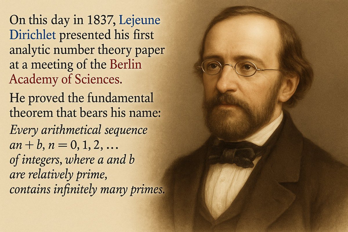 ganeshuor's tweet image. In 1837, Lejeune Dirichlet proved one of the most beautiful theorems in number theory.