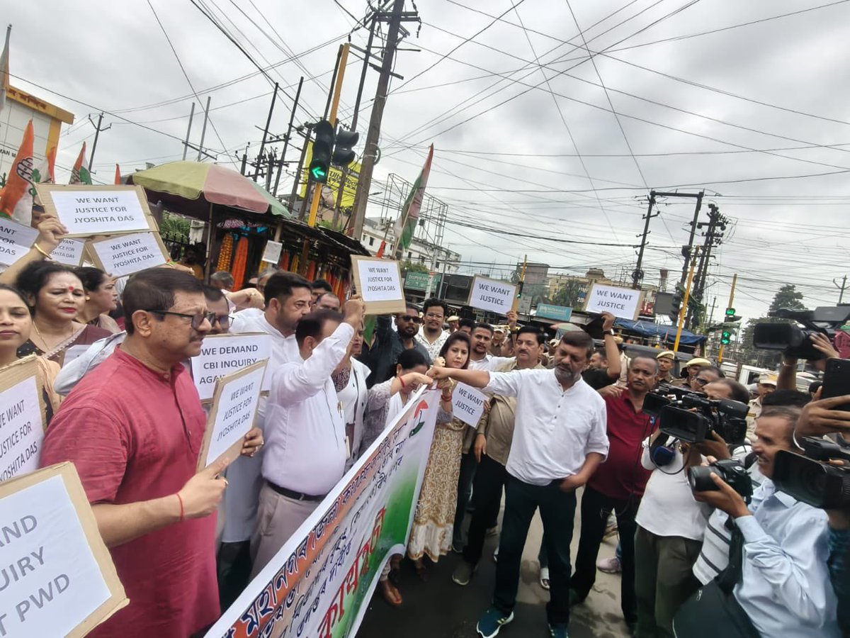 Pradyut Bhuyan (@pradyutbhuyan) on Twitter photo Due to the <a href="/BJP4Assam/">BJP Assam Pradesh</a> led Govt negligence and severe failure in women's safety the AE of PWD dept Jyochita Das has been compelled to face a critical phase like suicide, which was unfortunate.
Today <a href="/INCAssam/">Assam Congress</a> org a dharna at Dispur demanding #CBI investigation in the above matter Due to the <a href="/BJP4Assam/">BJP Assam Pradesh</a> led Govt negligence and severe failure in women's safety the AE of PWD dept Jyochita Das has been compelled to face a critical phase like suicide, which was unfortunate.
Today <a href="/INCAssam/">Assam Congress</a> org a dharna at Dispur demanding #CBI investigation in the above matter