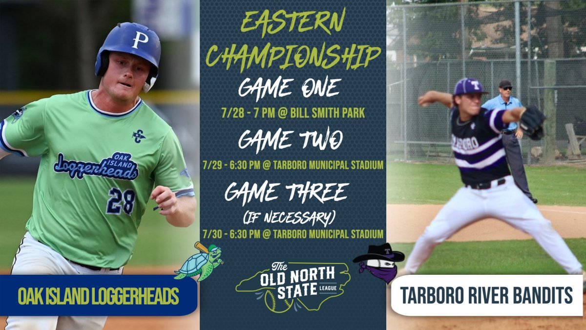 ONSLBaseball's tweet image. EASTERN REGIONAL CHAMPIONSHIP

The Oak Island Loggerheads and Tarboro River Bandits will face off in a Best-Of-Three series starting Monday! 

Visit either team&apos;s page to purchase tickets or stream the series live at the link in our bio!

#ThisIsONSL #SummerStartsHere