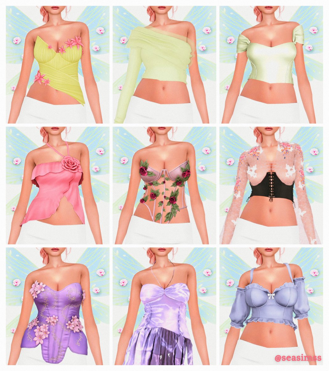 seasimss's tweet image. 🦋.ೃ࿔* :・ lina's favorite tops for fairies ⭑.ᐟ
hiii, the results of the polls are here !! it ended with tops winning and a tie between fairycore and frutiger aero so expect the second one next week ☺️ (links on tumblr as always)