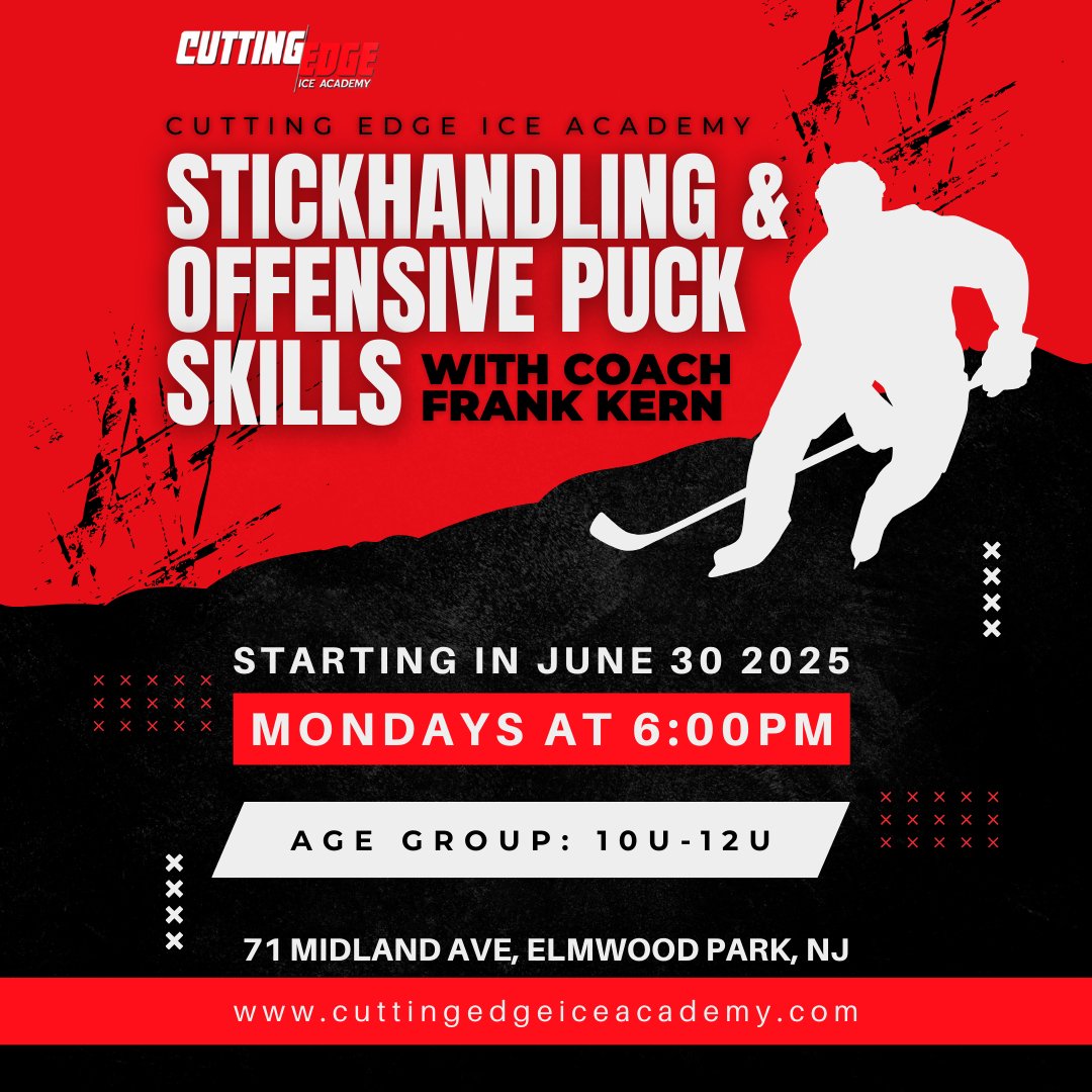 EdgeIceAcademy's tweet image. 🕕 Tonight at 6:00PM: Stickhandling &amp;amp; Offensive Puck Skills with Coach Frank Kern!
For 10U–12U players looking to break ankles and bury pucks 🔥
🔗 edgeiceacademy.com
#YouthHockey #Stickhandling #HockeyTraining #CuttingEdge