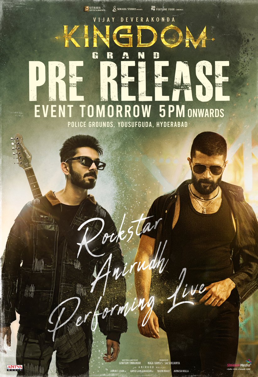 vamsi84's tweet photo. Mrutyuvu jadisela padha padha
Shatruvu bedirela padha padha
Garjana thelisela padha padha
Debbaku gelichela padha padha

It’s a MASS ONSLAUGHT by @anirudhofficial ❤️‍🔥🔥 Get ready to feel it LIVE, TOMORROW💥 https://t.co/1zFYU0GljE