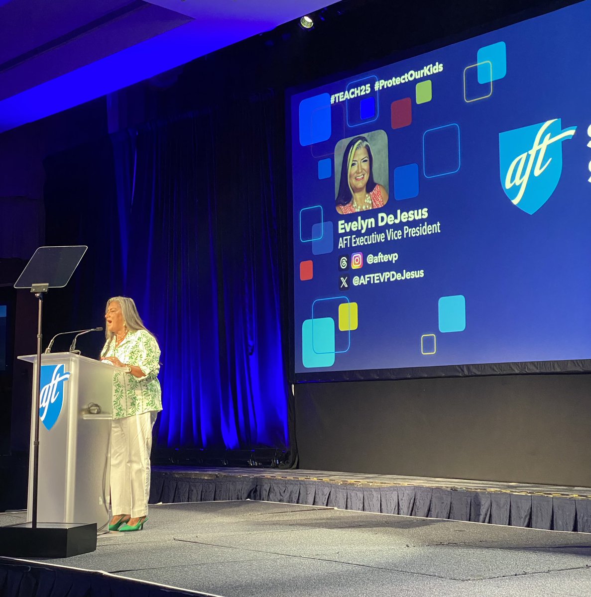 Opening the general session on our final day of the <a href="/AFTunion/">AFT</a> #TEACH25 <a href="/AFTEVPDeJesus/">Evelyn DeJesus AFTExecVP 🇺🇸🇵🇷📚👩🏻‍🏫⛪️</a> affirmed our beliefs when she stated We believe in DIVERSITY, We believe in EQUITY and We believe in INCLUSION! <a href="/NHFT933/">New Haven Federation of Teachers Local 933</a>