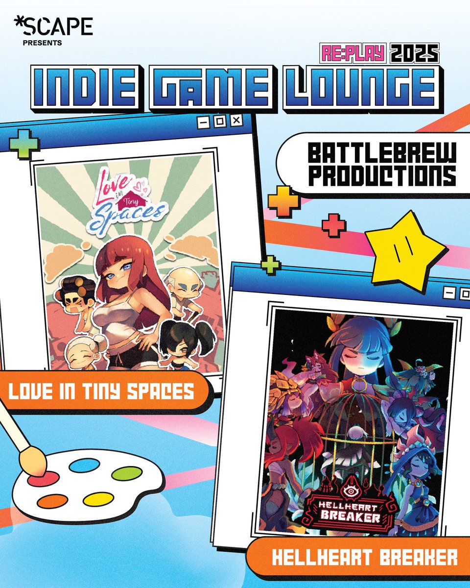 battlebrewpro's tweet image. \ We&apos;re going to Re:Play Festival! /

Excited to showcase Love In Tiny Spaces and @hellheartbreak for the first time in Singapore!

📍 *SCAPE Playspace
🗓 1 - 3 August 2025
🕑 11AM - 7PM

Buy tickets now!
scape.sg/programme/repl…

Excited to show up and see everyone~