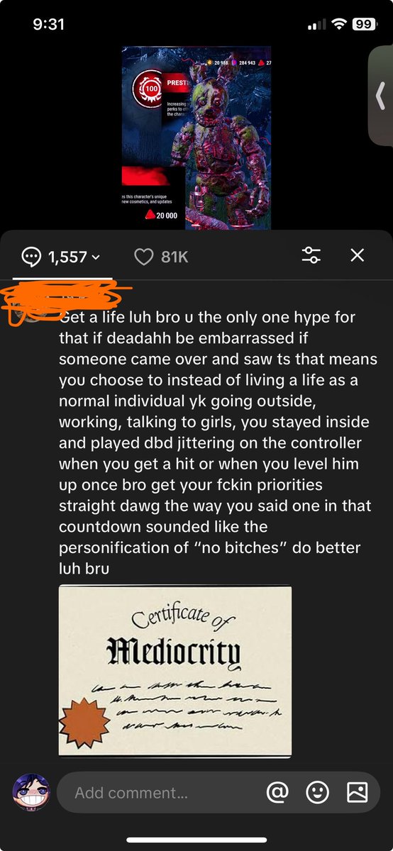 Every day for the past month and a half I wake up to 10 new hate comments in tiktok 😭 very hard to stay motivated