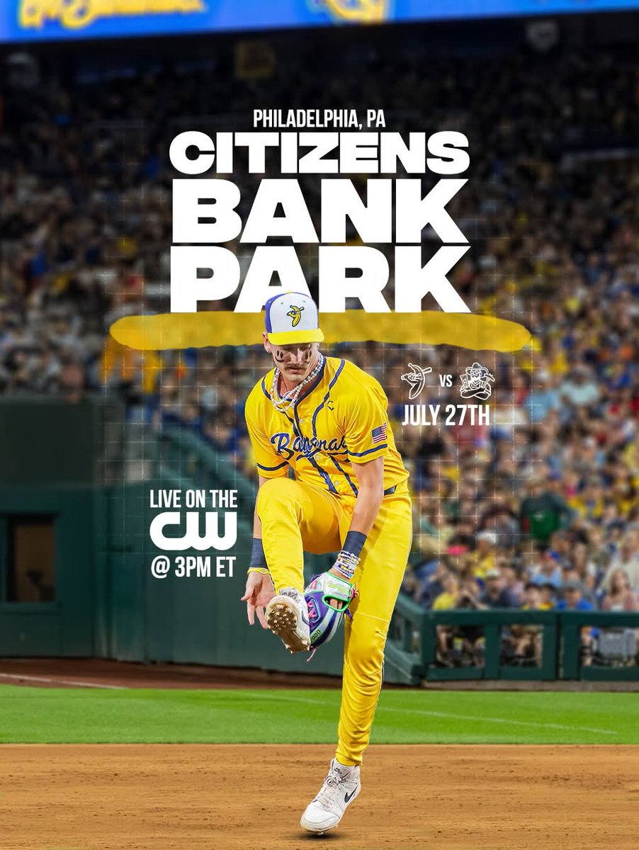 shell895's tweet image. Watched the Savannah Bananas for the first time last night. How fun it was! Their scoring is a bit different and they have fun rules like if a fan catches a ball cleanly, it's an out! They packed Philly with 45k! On again today, so if the Yankees are bad, yay. πππβΎβΎβΎπ₯π₯π₯