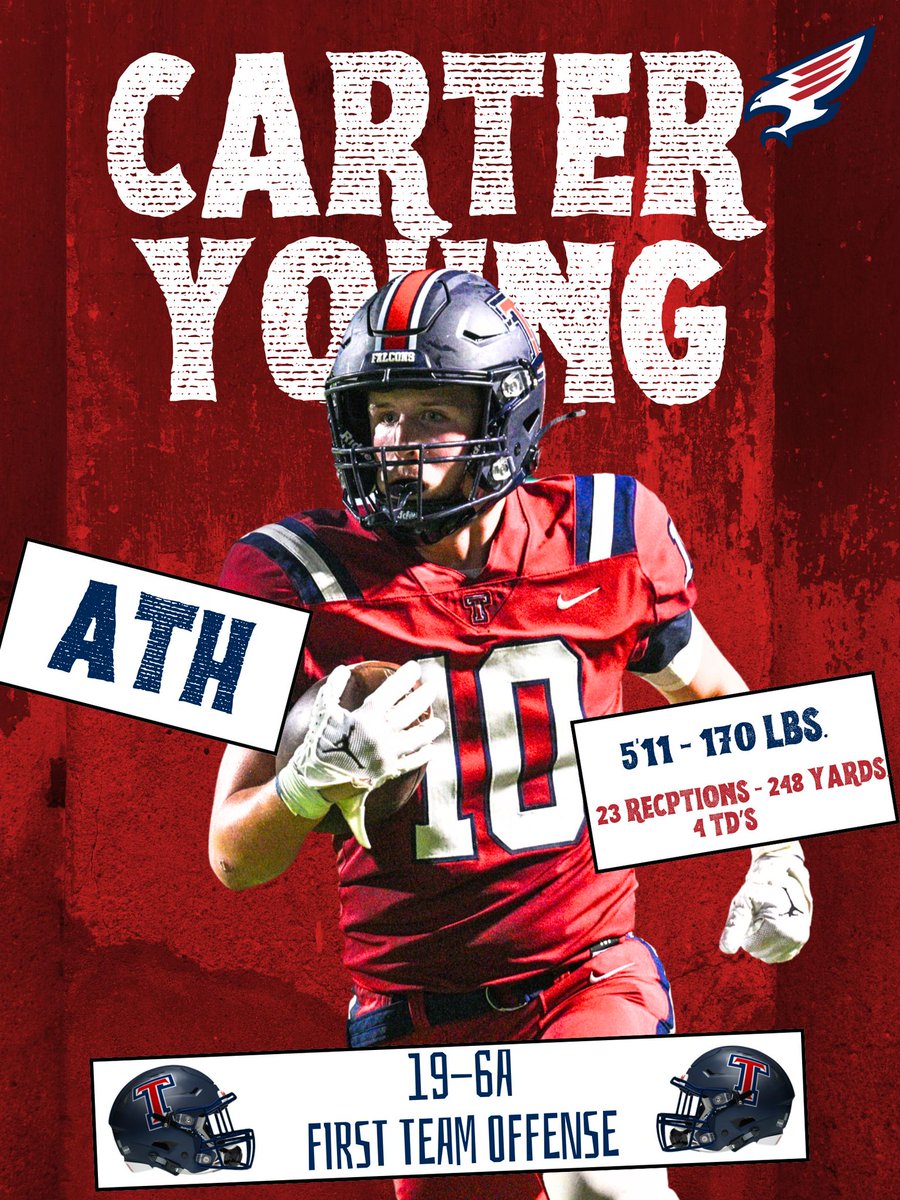 MBESportHQ's tweet image. Offensive Firepower 🚀
RB duo Meadows &amp;amp; Carter Young is 🔥, TE Will Mayes (6'6") is a matchup nightmare, and OL Phoenix Smith anchors the trench. Add sophomore WR Tade Bello (4.5 speed) &amp;amp; this offense is dangerous.
#txhsfb #FalconUp #RoadToState #TompkinsTakeover 🏈