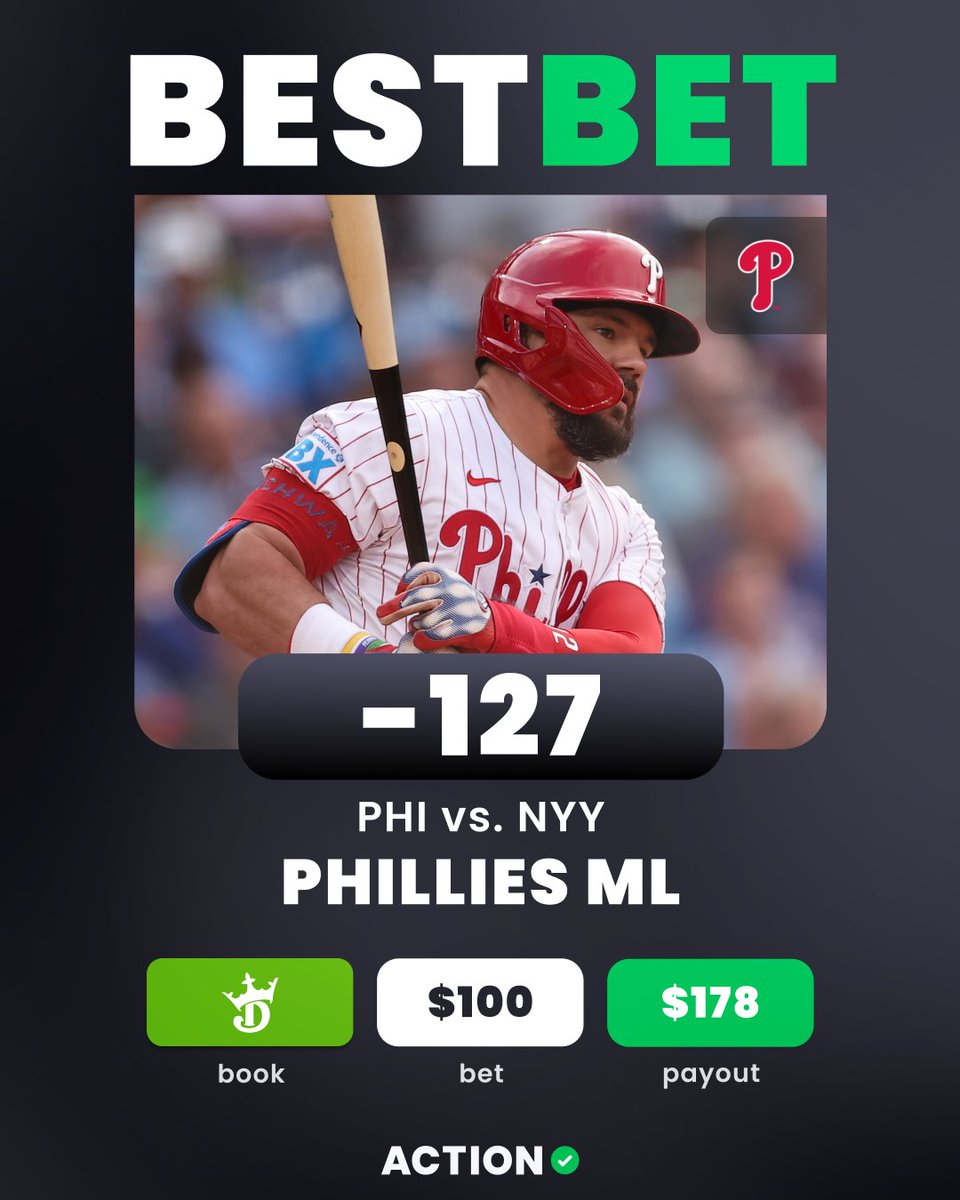 ActionNetworkHQ's tweet image. ⚾️ SUNDAY MLB BEST BET
🎯 PHILLIES ML
👇 Add directly to your betslip
bit.ly/PHI072725
🗣️ "If the first two games of the series haven't shown it, these are two teams trending in opposite directions." - @ChiefZief