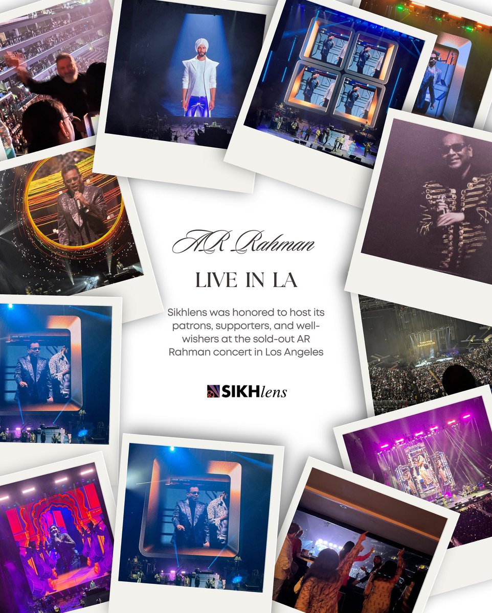 SikhLens's tweet image. Sikhlens hosted patrons & supporters at the sold-out AR Rahman concert in LA! 🎶 A magical 3.5-hr show with global beats, stunning AI visuals & a shoutout to his collab with Sam Altman. Music, tech & soul—what a night! 🌍✨
#ARRahman #Sikhlens #AIandMusic #ChardiKala