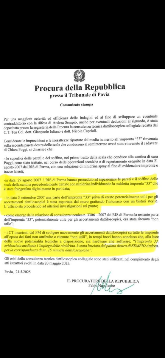 DieghiTOP_8's tweet image. “Come emerge dalla relazione di consulenza tecnica n3306-2007 la restante parte dell’impronta 33,potenzialmente utile per gli accertamenti dattiloscopici,era stata ritenuta “NON UTILE”.
Ma guarda un po’…come mai?
Solo alcuni giorni dopo il delitto si parlava di un impronta molto…