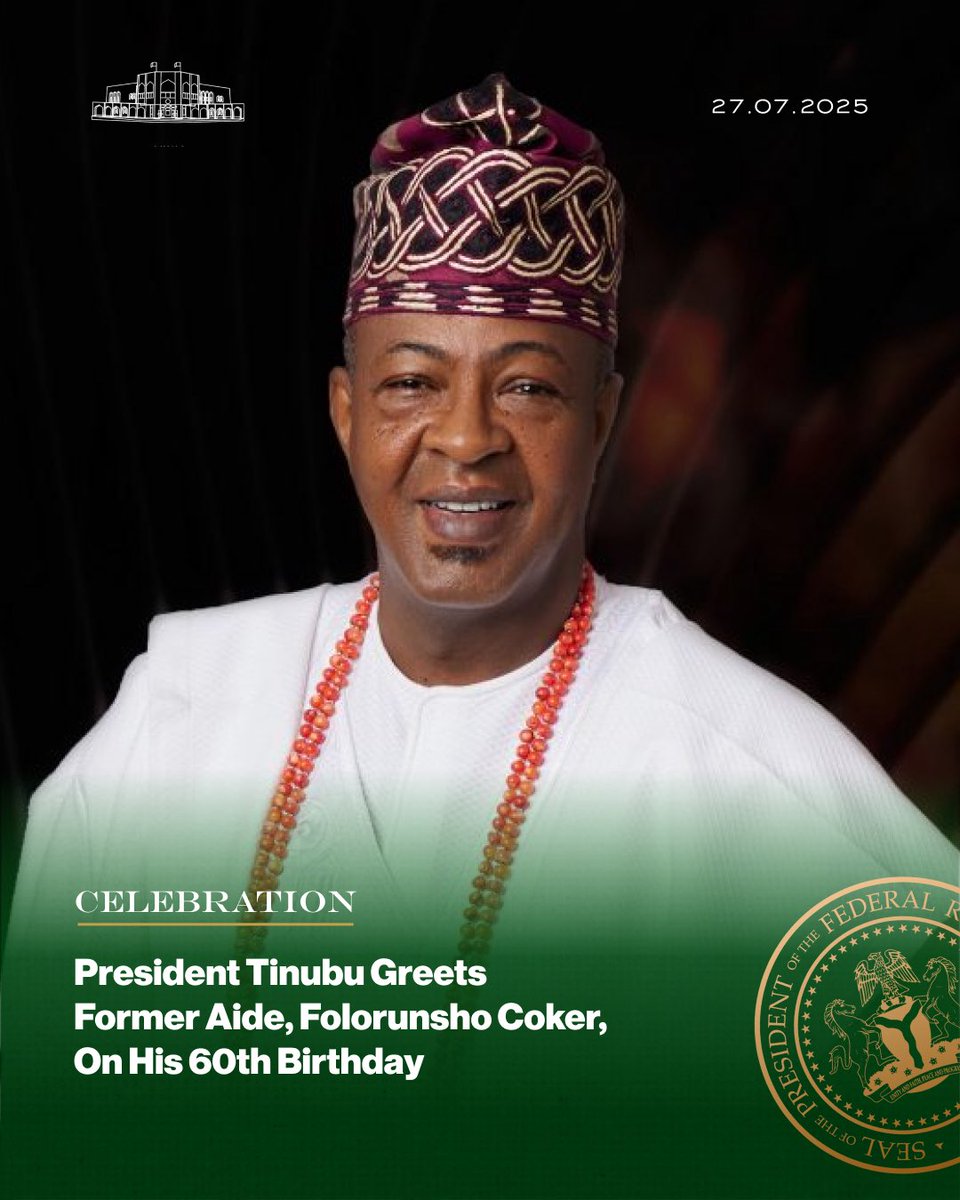 NGRPresident's tweet image. President Tinubu Greets Former Aide, Folorunsho Coker, On His 60th Birthday
