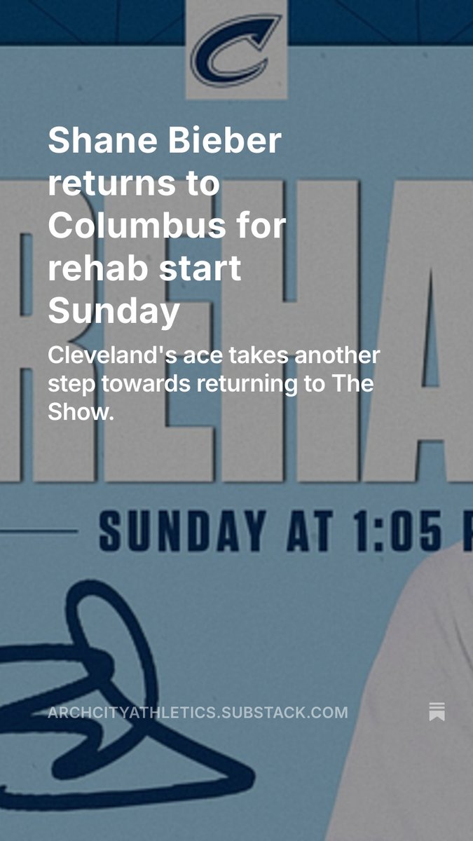 ArchCityAth's tweet image. Shane Bieber returns to Columbus for rehab start Sunday. #GuardsBall
📰:open.substack.com/pub/archcityat…