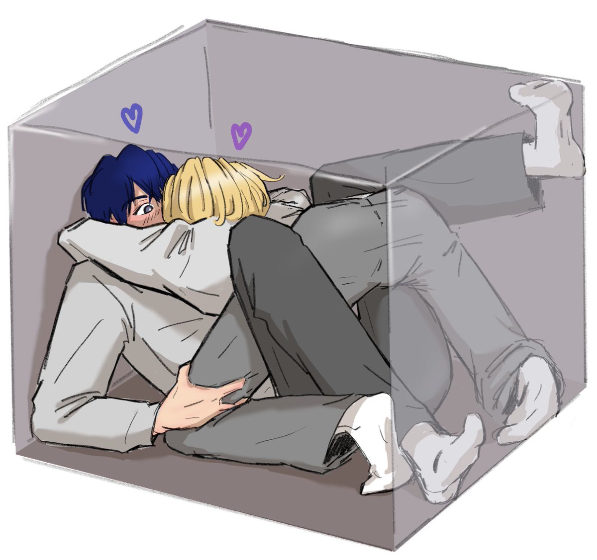 bluebxrrychexse's tweet image. 어쩌구 상자에 갖힌 예노💙💜📦