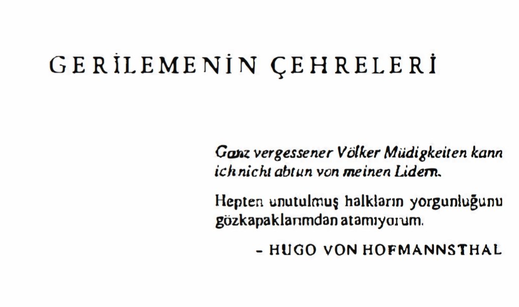"Hepten unutulmuş halkların yorgunluğunu göz kapaklarımdan atamıyorum."

Çürümenin Kitabı'ndan.