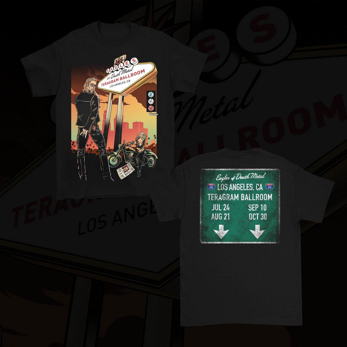 Chris Hardy Art (@chrishardyart) on Twitter photo New tee for <a href="/EODMofficial/">EaglesOfDeathMetal</a> ’s LA residency at the <a href="/TeragramLA/">Teragram Ballroom</a>.
One design packed with references from every album.
Grateful for yet another opportunity to work for the band!
Which record do you spot first? New tee for <a href="/EODMofficial/">EaglesOfDeathMetal</a> ’s LA residency at the <a href="/TeragramLA/">Teragram Ballroom</a>.
One design packed with references from every album.
Grateful for yet another opportunity to work for the band!
Which record do you spot first?