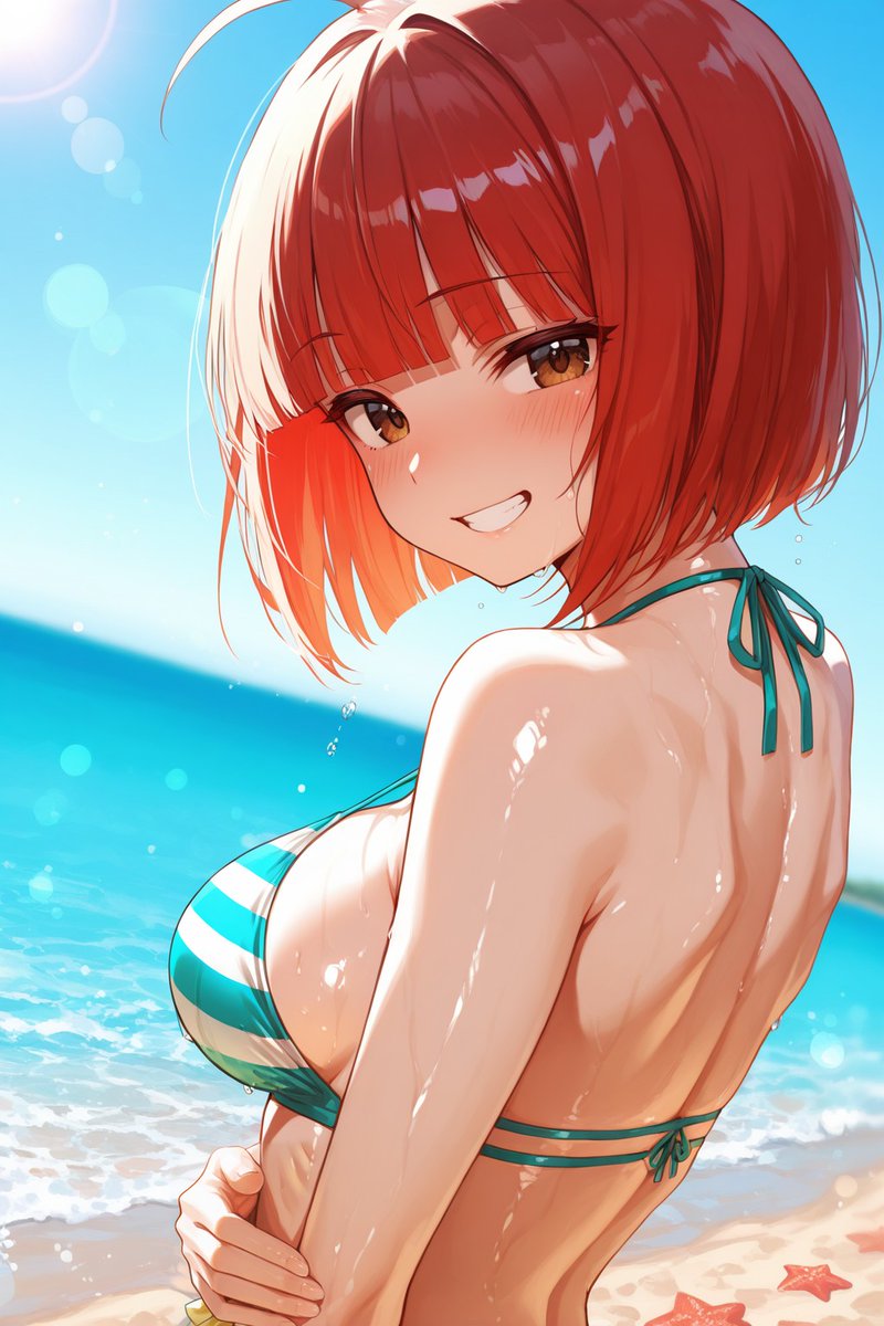 ShynUrab70521's tweet image. なにへばってるの！？🌟
たかねはまだまだ全力で走れるよっ💨
ほらっ！
次は一緒にビーチバレーでもしよっかっ！？🏐✨
#AIart #AIイラスト