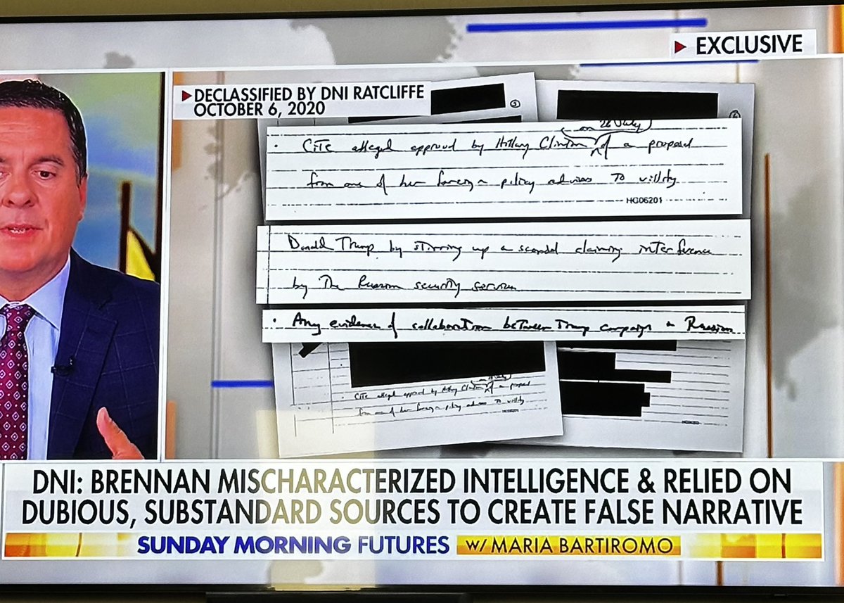 LindaG_RN's tweet image. According to Brennan’s handwritten notes, he knew Hillary Clinton is the one who concocted the Russia Collusion hoax. Here’s what it says:
“Cite allegations approved by Hillary Clinton of a proposal from one of her foreign policy advisers to vilify Donald Trump by stirring up a…