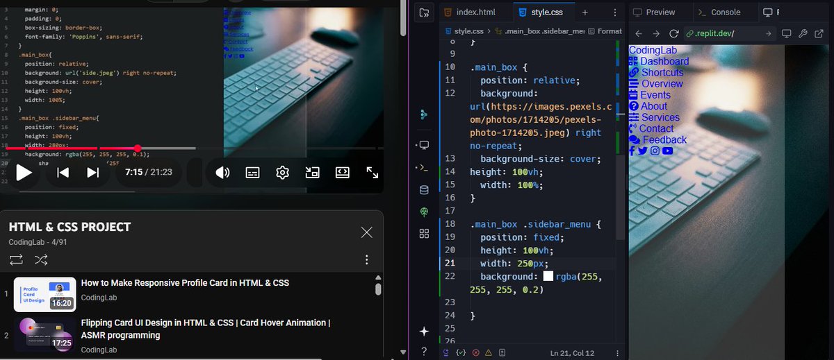 Sakshi1145's tweet image. Rebuilt this clean sidebar layout using just HTML & CSS π»
Loving the process, line by line! β¨
πΈ Swipe to see the progress
#HTML #CSS #FrontendDev #CodeNewbie #WomenWhoCode #FunWithCode