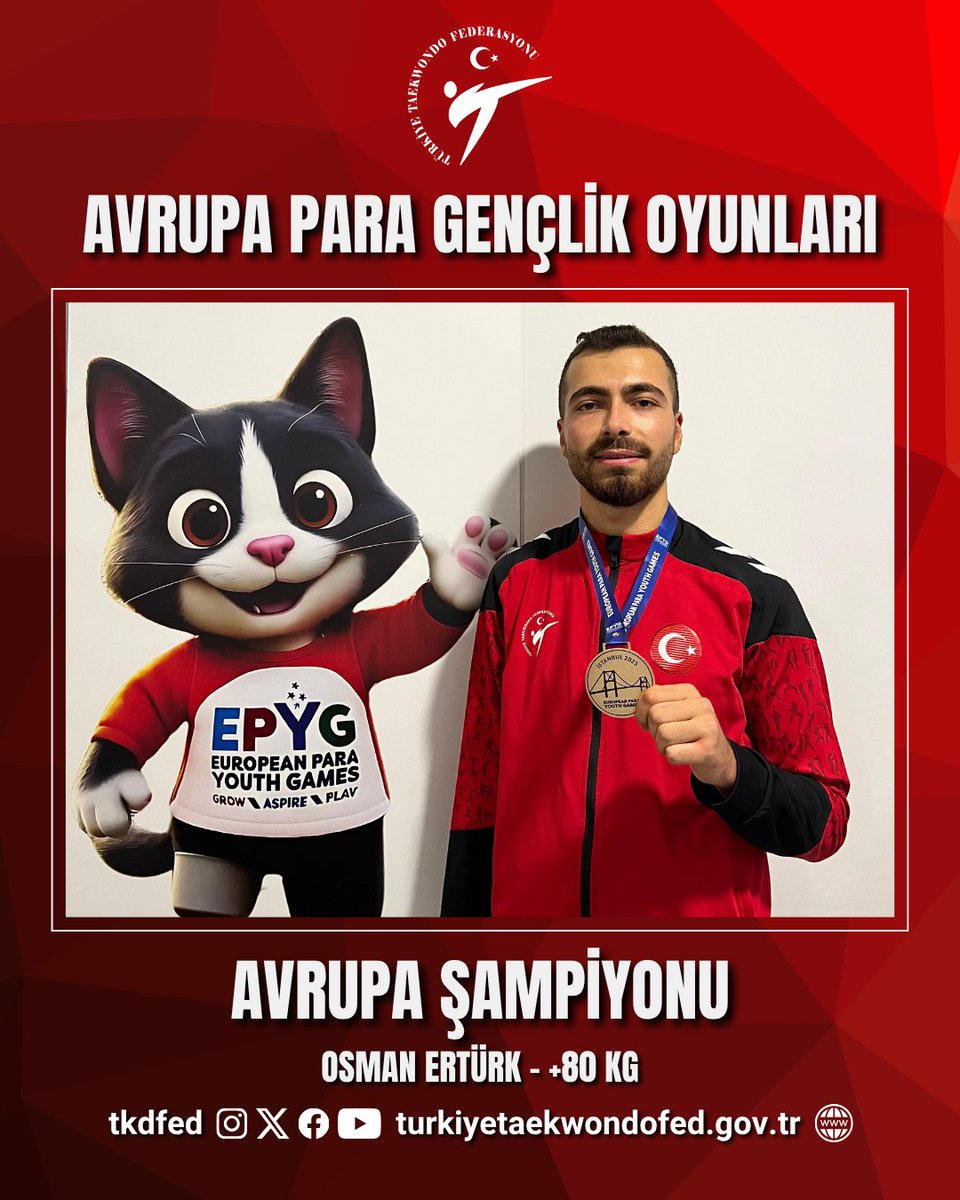 🥇Osman Ertürk’ten altın madalya!

🥋İstanbul'da düzenlenen Avrupa Para Gençlik Oyunları'nda ülkemizi temsil millî taekwondocumuz Osman Ertürk, erkekler +80kg'da altın madalyanın sahibi oldu.