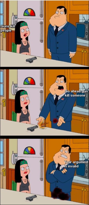 No1_ImPoRtAn7's tweet image. I saw someone ask for an updated version the American Dad telling his gun to go off so I used my amazing art skills and updated it to the latest government issue.