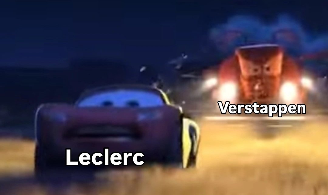 Leclerc assim tendo que segurar o Verstappen atrás dele estando numa Ferrari