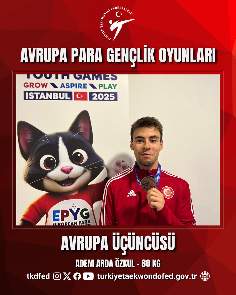 🥉 Adem Arda Özkul’dan bronz madalya!

🥋İstanbul'da düzenlenen Avrupa Para Gençlik Oyunları'nda ülkemizi temsil milli taekwondocumuz Adem Arda Özkul, erkekler 80kg'da bronz madalyanın sahibi oldu.