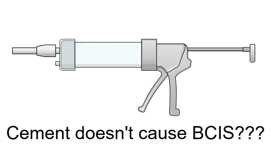 JArthroplasty's tweet photo. Have we been lied to? This study would suggest it.

Until there is stronger evidence to establish a causal link between cement use and BCIS, avoidance of BCIS does not appear to be a strong argument against cementation.

https://t.co/sMJEaY2m0o https://t.co/WJYy6Ng9G4