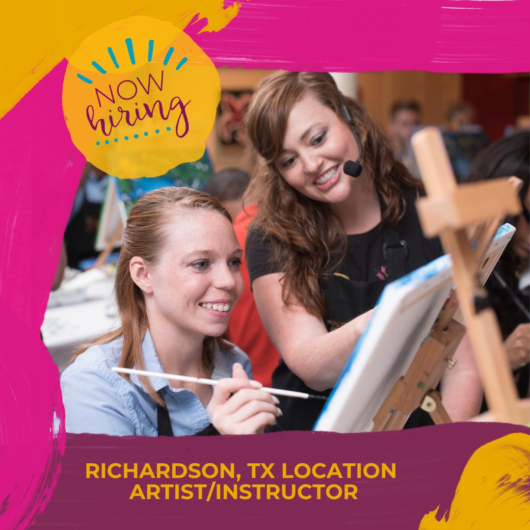 PWATRichardson's tweet image. Join our team! 🎨 We're hiring fun-loving artists to lead painting classes. Turn your passion into a part-time gig! Call or text 469.802.6333 to learn more. #NowHiring #ArtJobs #parttimejob #paintandsip #twtistrichardson bit.ly/3WqnTVh