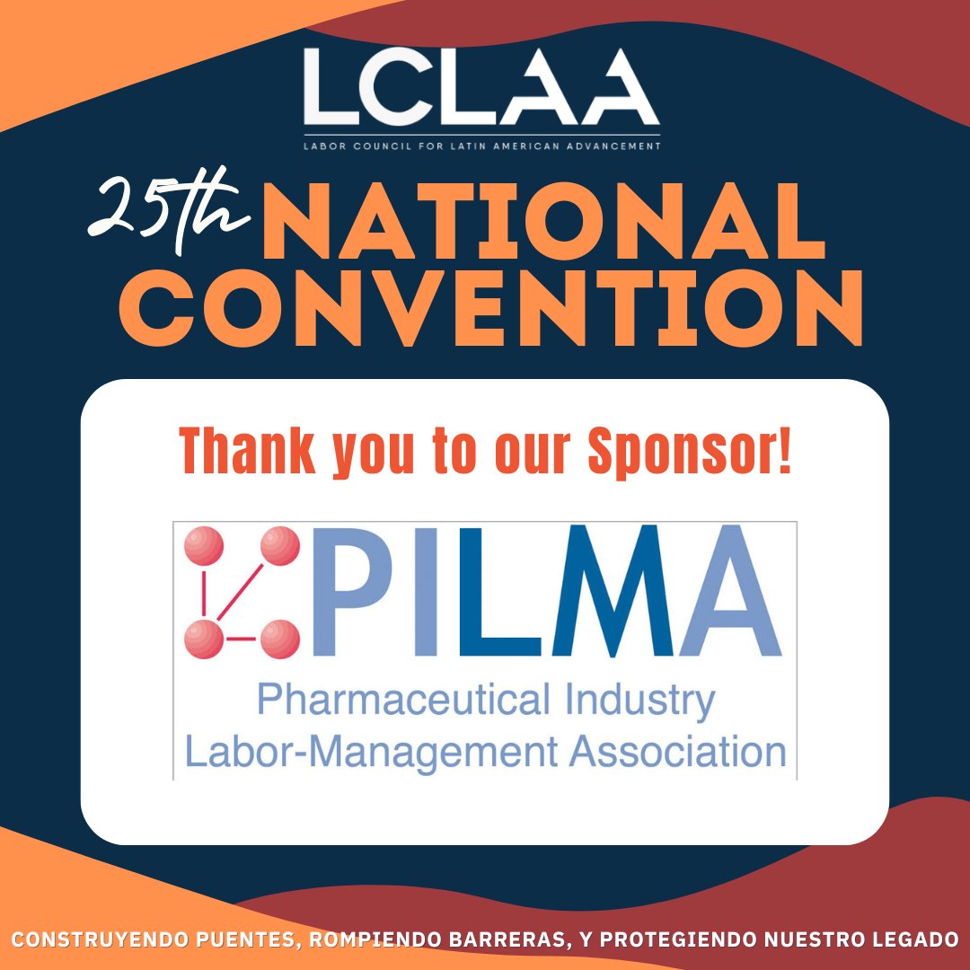 LCLAA's tweet image. 🧬 We want to thank the Pharmaceutical Industry Labor-Management Association for sponsoring this incredible experience for our community! @_PILMA
✊🏽Let's stand together to fight for all workers!
#LCLAA25 #Atlanta2025 #BuildingBridges
#RompiendoBarreras #ProtectingOurLegacy