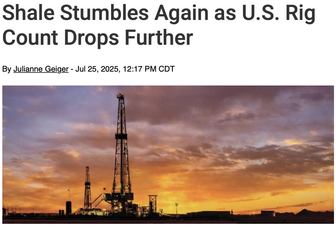 aeberman12's tweet image. The total rig count in the US fell by 2 rigs to 542.
The number of oil rigs fell by 7 to 415 and gas rigs rose by 5 this week to 12
oilprice.com/Energy/Energy-…
#energy #OOTT #oilandgas #WTI #CrudeOil #fintwit #OPEC #Commodities #commoditiesmarket
#NaturalGas #shale #ONGT #natgas