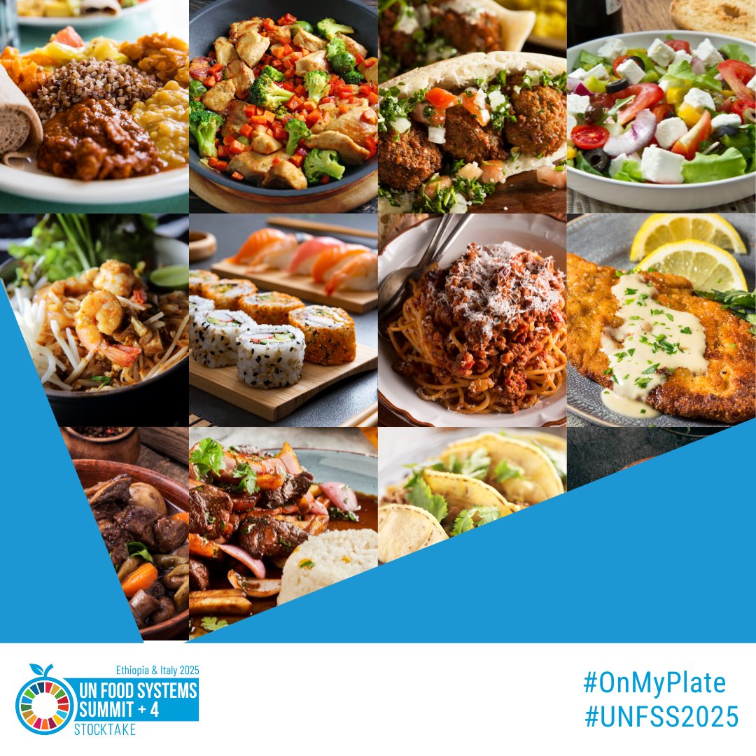 UNEgypt's tweet image. Every plate is part of a system—from farm to fork, policy to plate.
 We’re proud to join #OnMyPlate ahead of the #UNFSS2025 Stocktake. 
Show us what’s on your plate: bit.ly/OnMyPlateUNFSS…