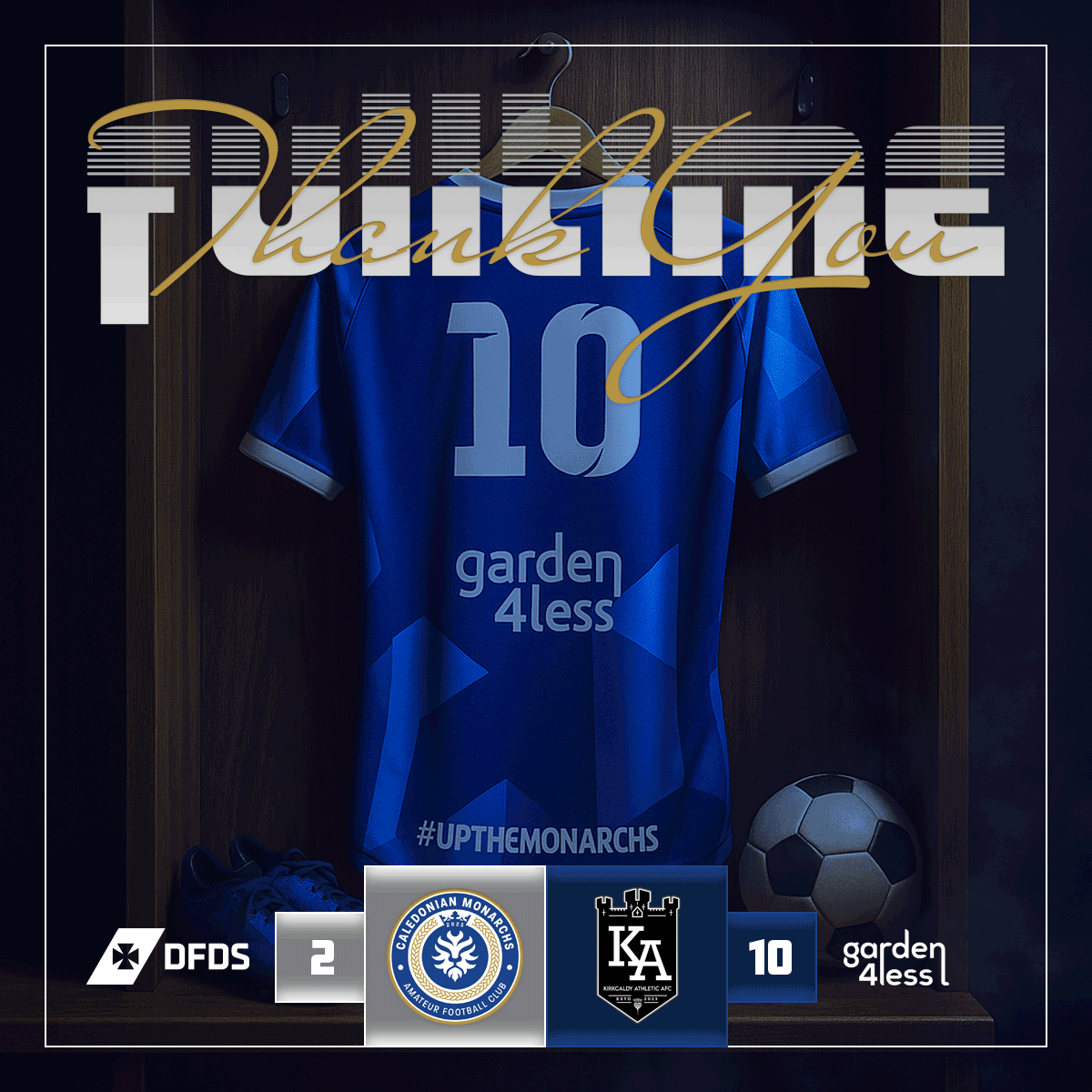 calmon_afc's tweet photo. FT: Caledonian Monarchs 2–10 Kirkcaldy Athletic AFC
(HT: 2–3)

Best first half of pre-season so far — matched the tempo &amp; looked sharp. Second half slipped away.

3 soft pens and set-pieces still costing us.

Progress is there. Heads up — back to work Thursday. 👊

#UpTheMonarchs https://t.co/TFegVXqamD