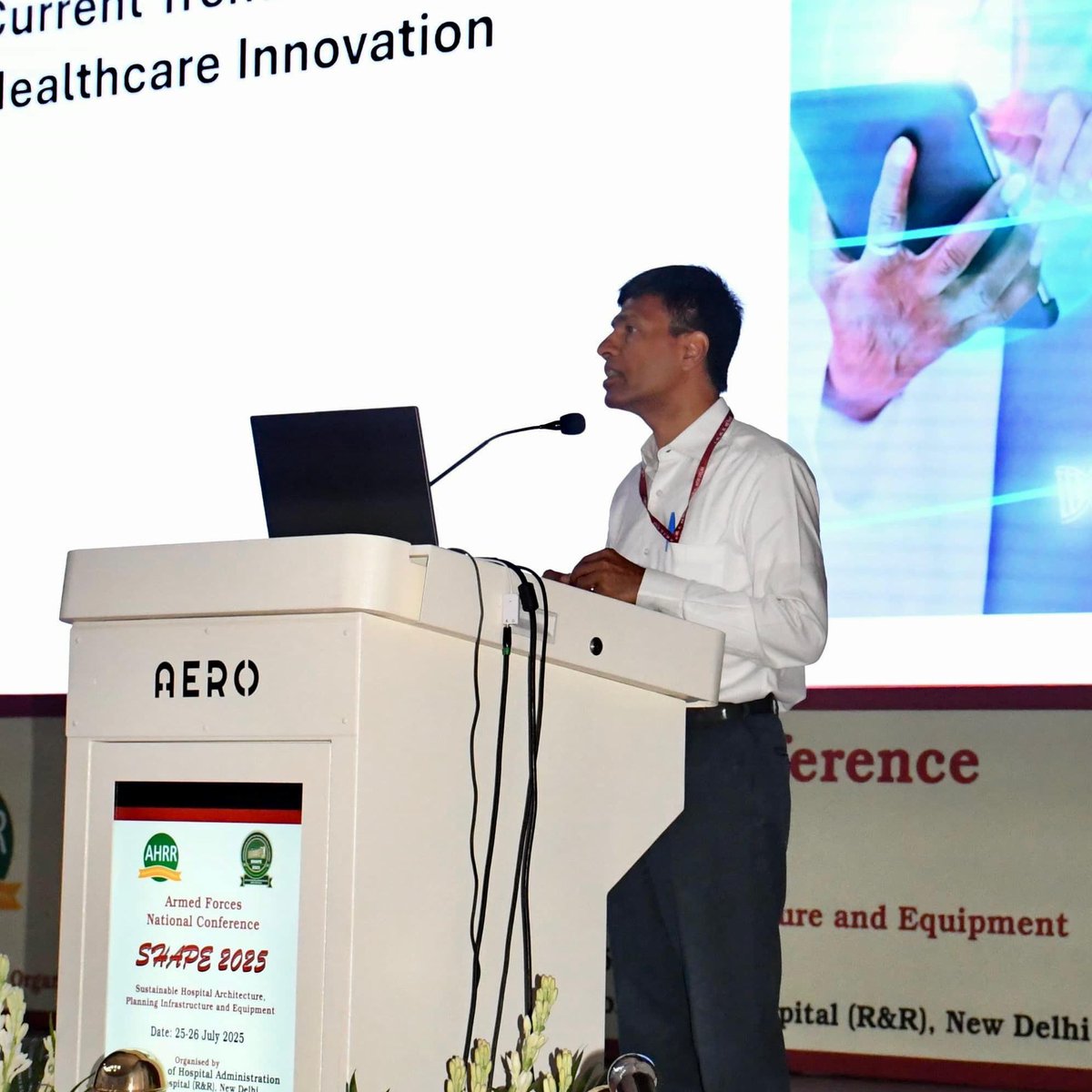 SpokespersonMoD's tweet photo. The Dept of Hospital Administration, AHRR, organised #SHAPE2025—Sustainable Hospital Architecture, Planning, Infrastructure & Equipment—an Armed Forces National Conference inaugurated by DGAFMS Surg VAdm Arti Sarin & graced by Director AIIMS Dr M Srinivas. Over 275 experts from civil & military domains came together to address challenges & chart a roadmap for resilient, future-ready healthcare infrastructure aligned with #ViksitBharat@2047.

@aiims_newdelhi
