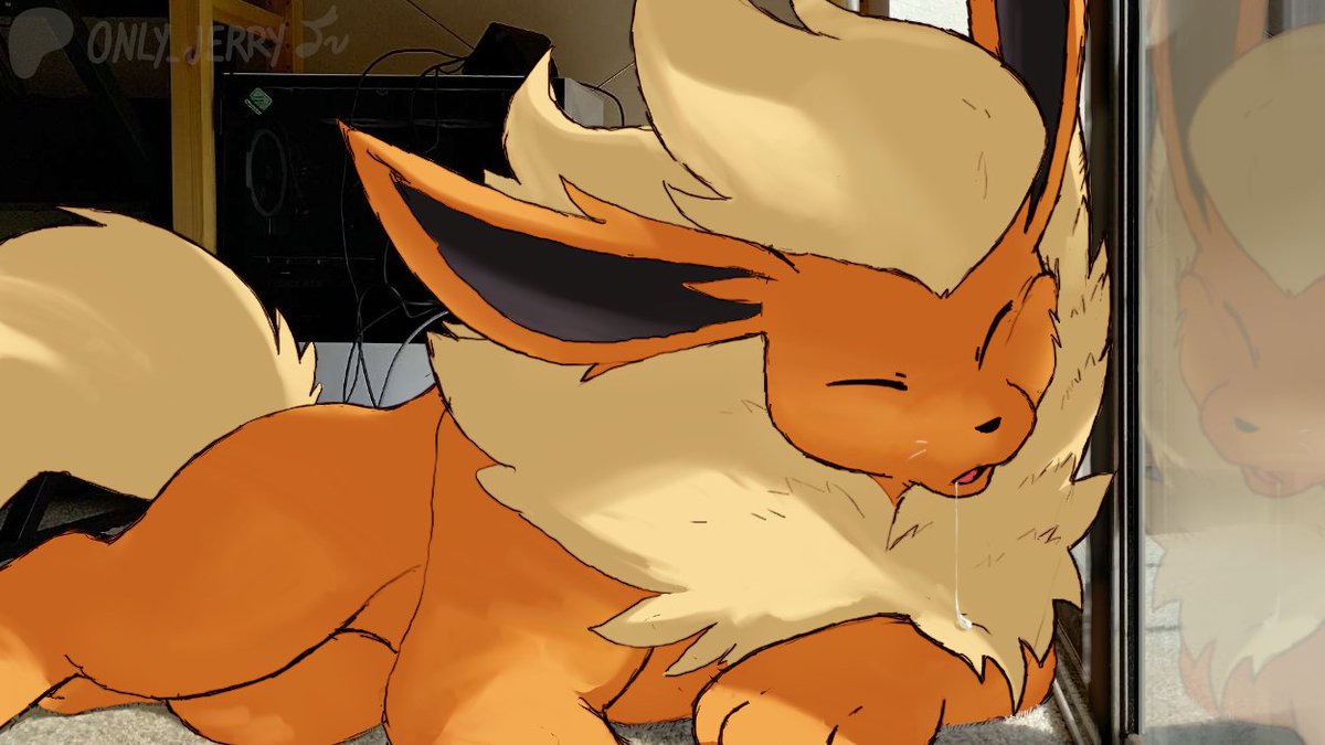 I accidentally slept in, so here's a sleepy Flareon 😐