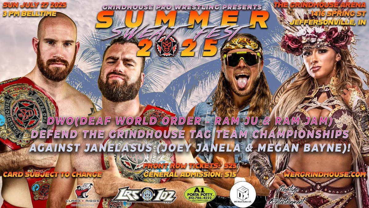 KennyisChillin's tweet image. En route to Jeffersonville, Indiana for @grindhouseX’s Summer Sweat Fest this afternoon.
Doors open at 2 pm
Belltime at 3 pm