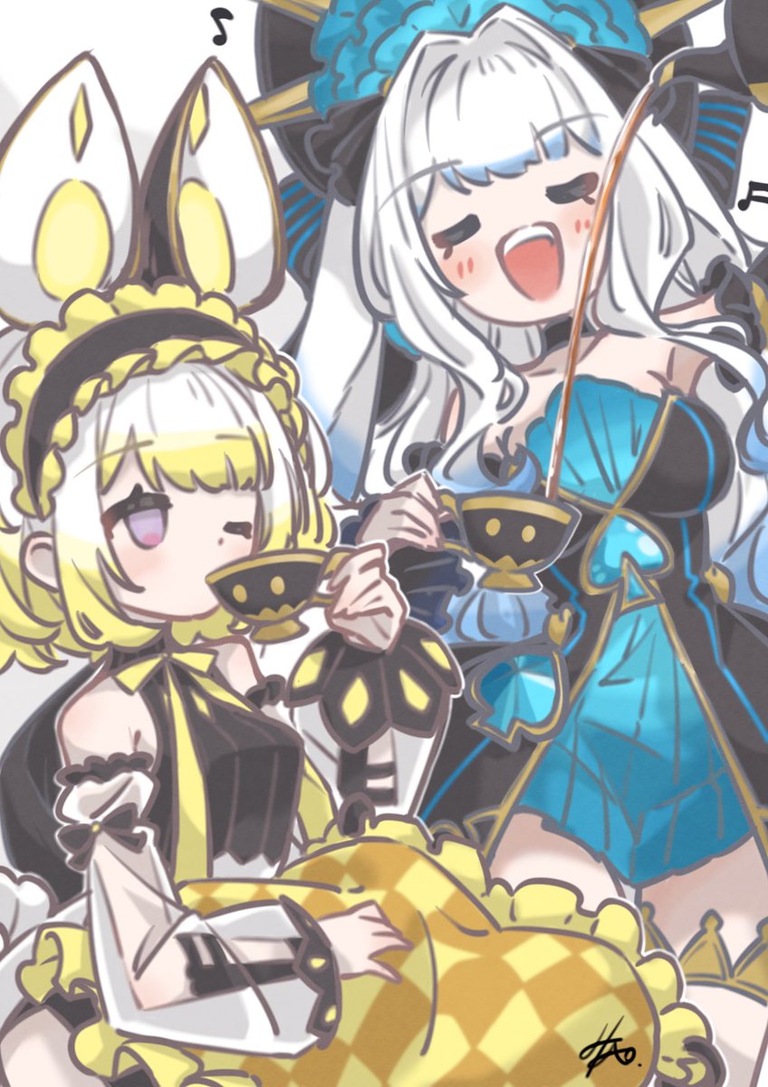 HAO7327's tweet image. マーチヘアちゃんの元ネタが「三月うさぎ」でしかもお茶会メンバーだということを最近知ったので(←M∀LICE使い失格)、
この2人による初動は「お茶会コンボ」と呼ぶことにしました⭐︎

#OCGファンアート