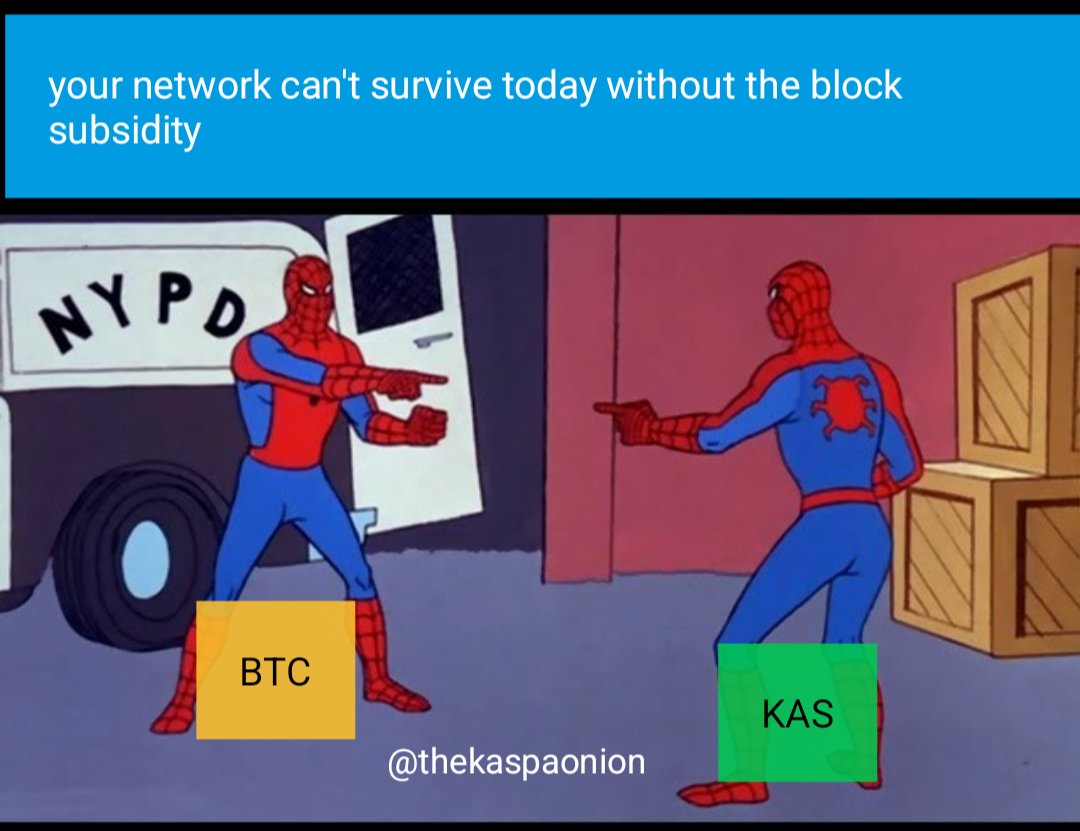 thekaspaonion's tweet image. The only difference is... Kaspa has a plan to address the issue 💪