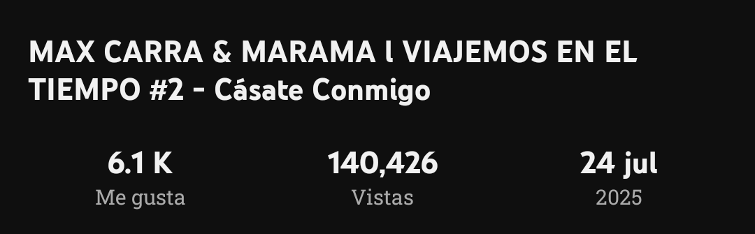 A 48 HORAS DE SU LANZAMIENTO, EL VIDEOCLIP "CASATE CONMIGO" LLEGÓ A 140,426 VISTAS🤯.

<a href="/Marama_Oficial/">Marama 🍹</a>