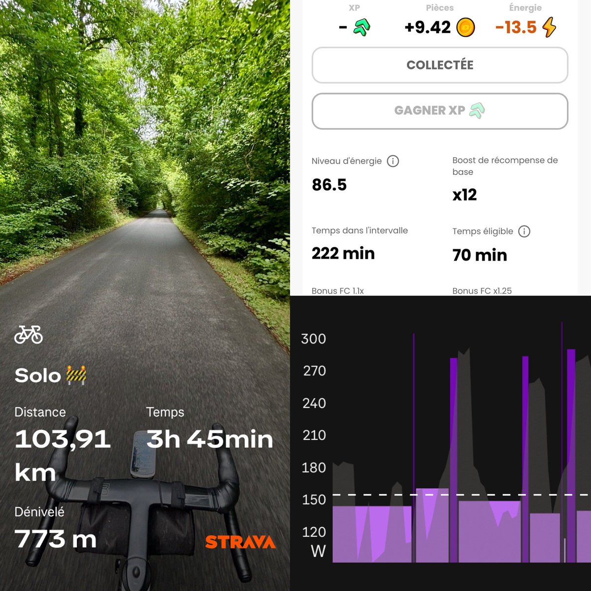 Sortie du jour, en z2 🔵 avec un peu de 🌶️ dans les bosses (z5/z6).  Avec <a href="/DEFITofficial/">DEFIT</a> 

Bonne fin de WE, et bonne dernière étape du <a href="/LeTour/">Tour de France™</a>  🟡 🇫🇷 

#Move2earn #Defit
