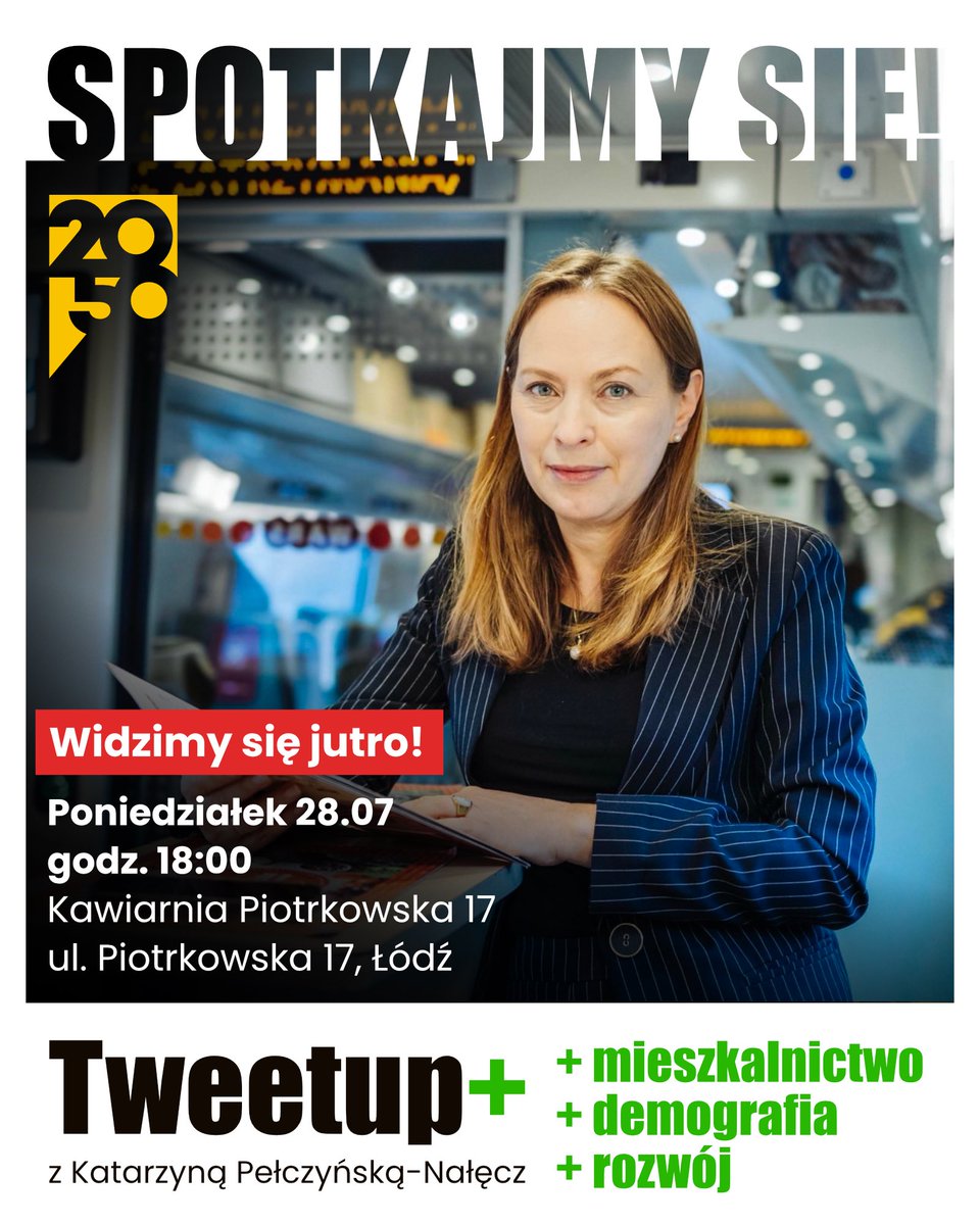 PL_2050's tweet image. Już jutro widzimy się w Łodzi! ☀️

Tweetup z @Kpelczynska w wyjątkowym miejscu współtworzonym przez osoby z niepełnosprawnościami ♿💛
Spotkanie poprowadzi @Szymanowska2050.

Kto wpada? 😊
