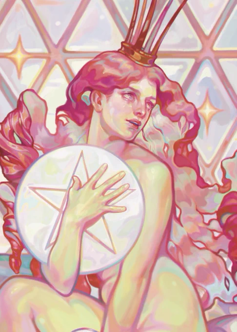 My IV of Pentacles design for Stephanie Cost's Stained Glass Tarot Deck :3