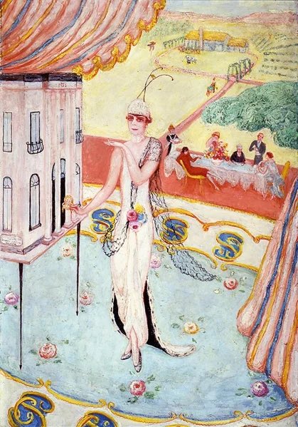 AniSWISSarts's tweet image. Florine Stettheimer (American, 1871-1944) - Portrait of Carrie W. Stettheimer (the artist’s sister), c 1923