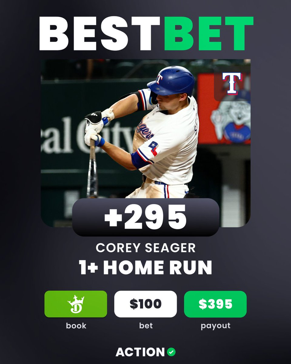 ActionNetworkHQ's tweet image. ⚾️ SUNDAY MLB BEST BET
💣 COREY SEAGER 1+ HOME RUN
👇 Add directly to your betslip
bit.ly/CS072725
🗣️ "Atlanta pitchers own a 5.47 ERA so far in July, which is fourth-worst among all 30 teams, while Seager homered off Braves' starter Bryce Elder in their last matchup."