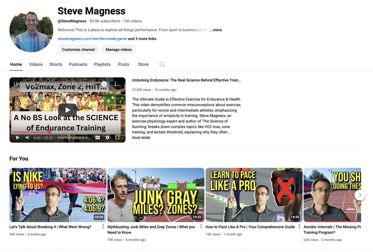 I started a YouTube channel!

where I go very very deep on all things training. Physiology, History, Workouts...you name it!

If you want no BS explanations of what actually works...I got you covered. 

Check it out: @ SteveMagness