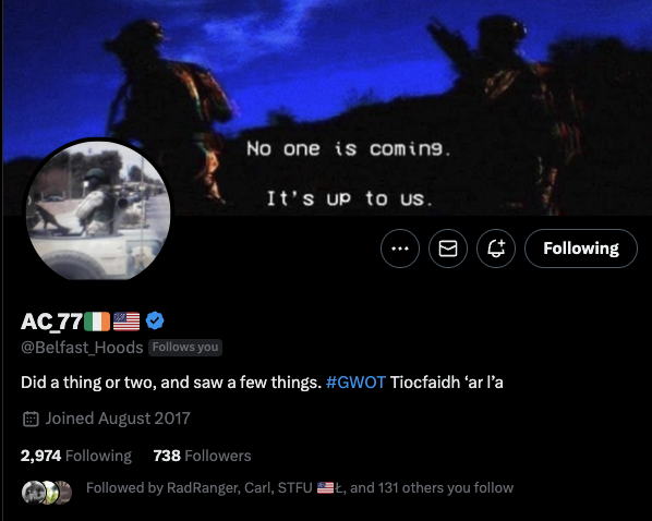 Vet Salutes 🇺🇸 🫡 (@vetsalutes) on Twitter photo Here is another Vet who desires to connect with his brothers and sisters! 🫡
<a href="/Belfast_Hoods/">AC_77🇮🇪🇺🇸</a> Here is another Vet who desires to connect with his brothers and sisters! 🫡
<a href="/Belfast_Hoods/">AC_77🇮🇪🇺🇸</a>
