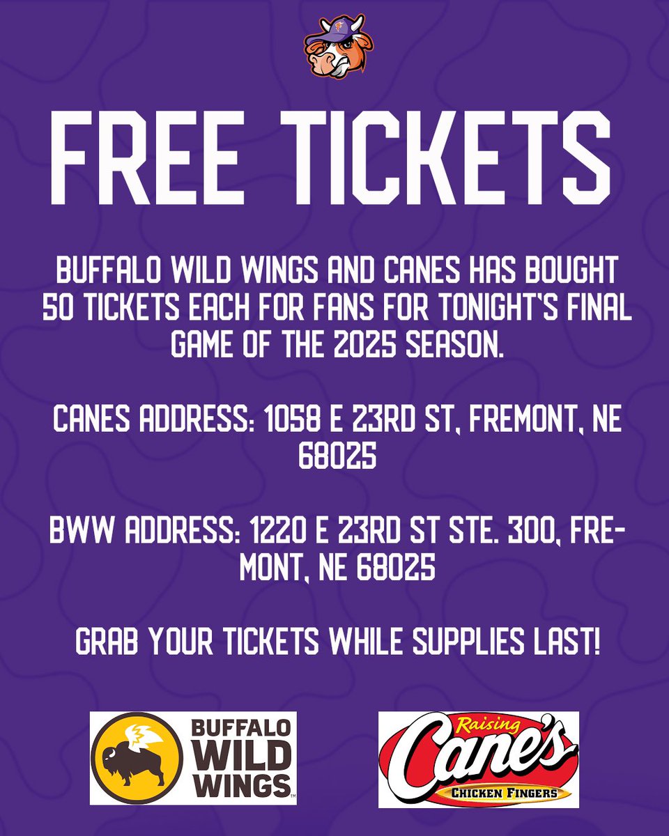 fremont_moo's tweet image. ⚾ Swing by BWW or Canes and score FREE TICKETS to tonight’s final game!