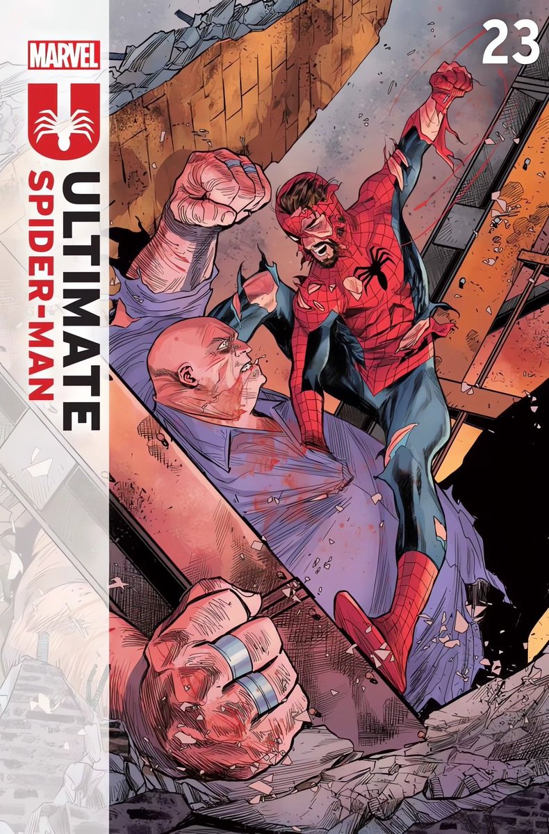 BenReilly_6160's tweet image. ULTIMATE SPIDER-MAN #23 by Jonathan Hickman & @MChecC ON SALE IN NOVEMBER!
Today, Mr. Checchetto posted the cover of ULTIMATE SPIDER-MAN #23 on Instagram. There's no official synopsis yet, but damn, Peter fighting against the Kingpin with everything he's got is glorious! 🕷️🕸️