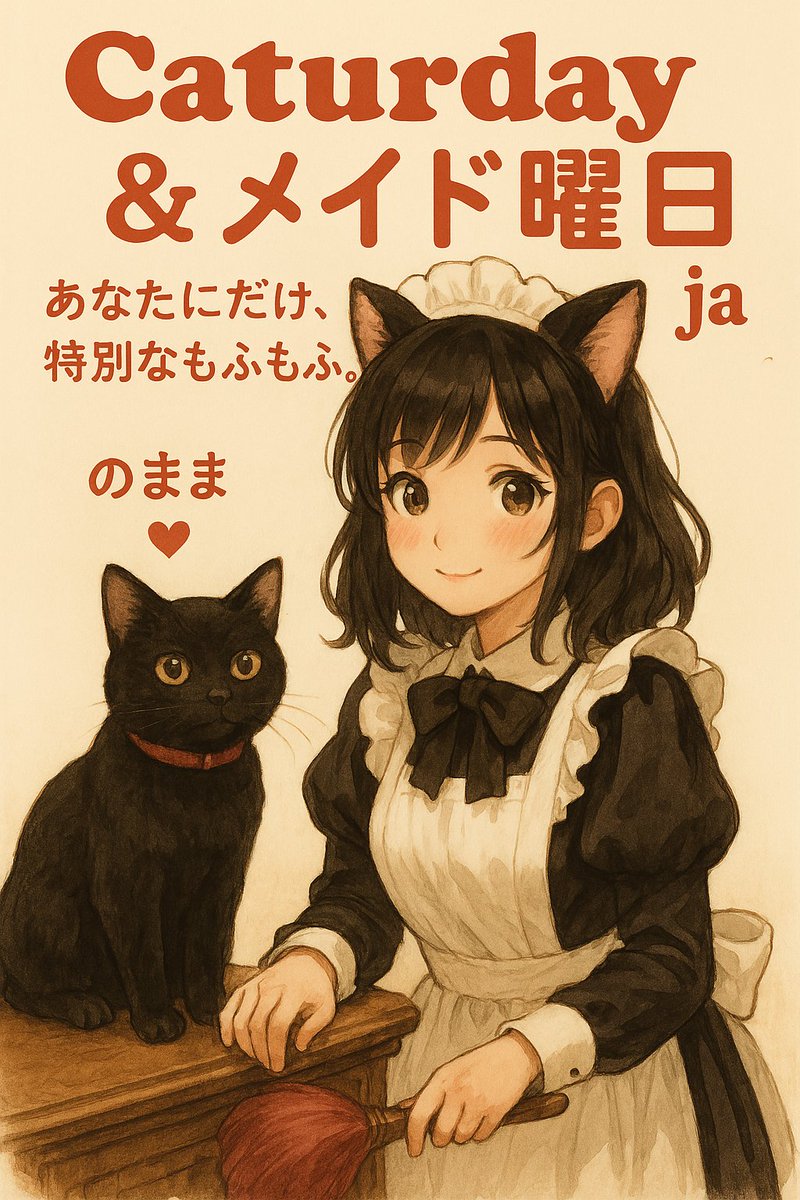 ejLAFiLULl20OJH's tweet image. ＜昨晩お会いしましょう＞
Caturday＆メイド曜日のポスター