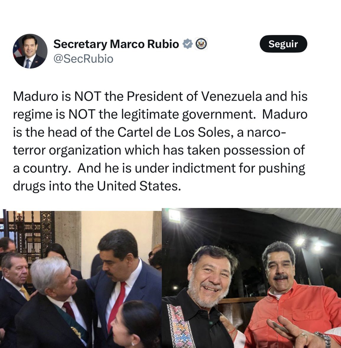 Sé que los servicios de inteligencia del gobierno de EEUU los tiene plenamente identificados y debe tener todo tipo de documentos, transacciones, audios, videos y distintos tipos de comunicaciones 

Pero no sobra dejarles estas fotos de 2 CÓMPLICES del Narco Terrorista Maduro😜👇🏼
