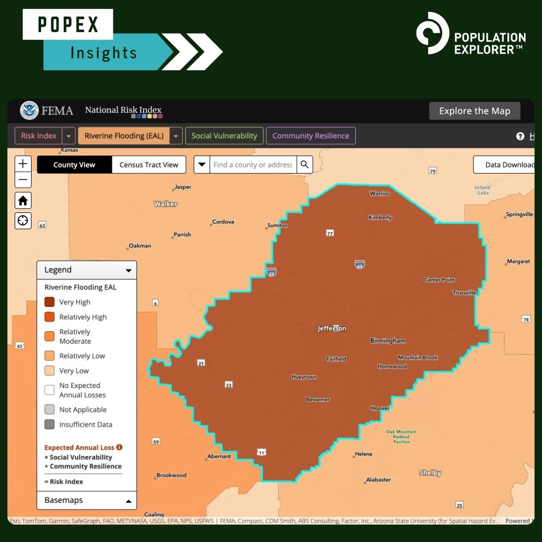 Pop_Explorer's tweet image. 58,121 - Average daytime population within 500 meters of the Valley and Bear Creek near Birmingham, AL. 

#EnvironmentalInsights #UrbanPopulation #flashflood #flooding #flood #flashfloodwarning #weather #climatechange #popex-insights #popexinsights